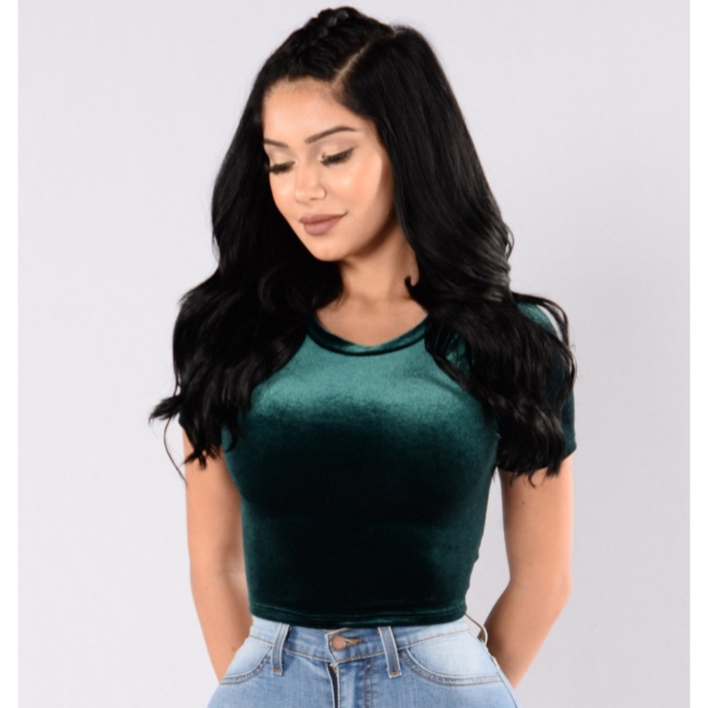 Velour Emerald Green Crop Top